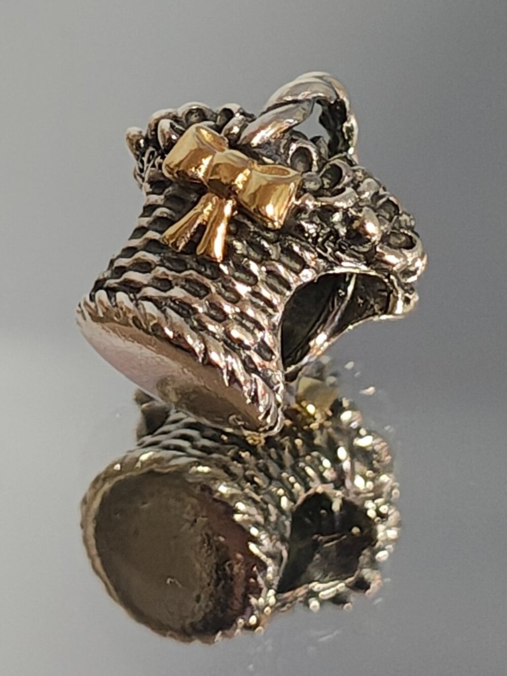 Authentic Pandora Forever Bloom Basket 790960 Retired 14K Gold Sterling Charm - Picture 10 of 11